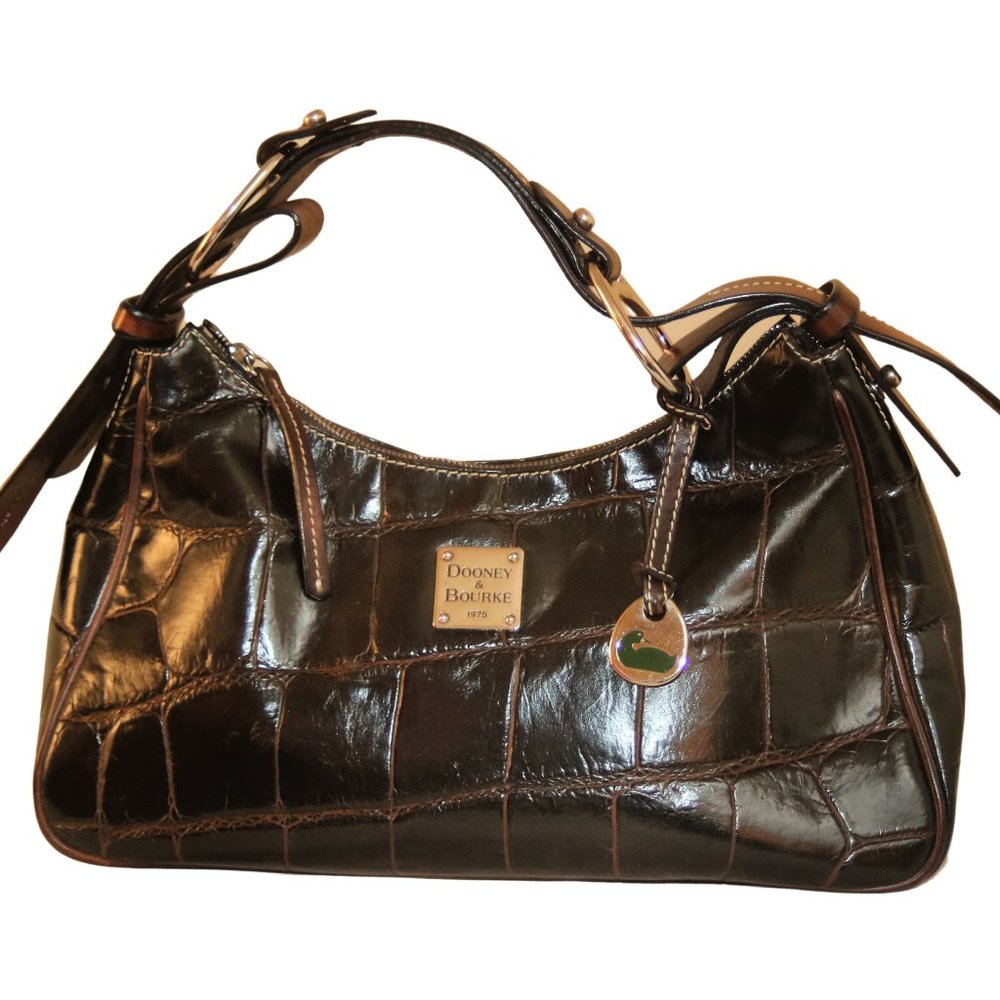 Dooney Bourke Classic Nile Collection Vintage Brown Croc Hobo